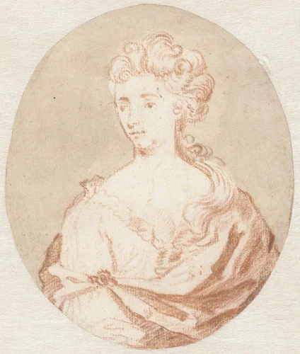 Portret van een onbekende vrouw by Godfried Schalcken, drawing, 1653-1706