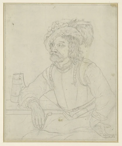 Krijgsman aan tafel by Johann Nepomuk Strixner, drawing, 1819