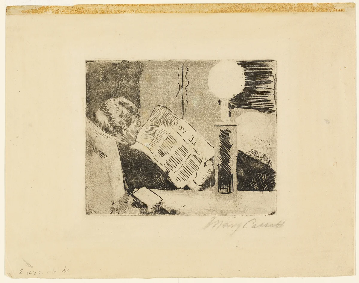 Reading the Newspaper, No.2 by Mary Cassatt, print, 1883
