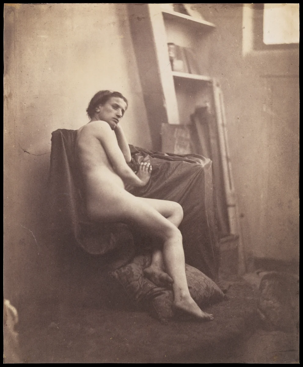 [Female Nude in Studio] by Franck-François-Genès Chauvassaignes, photograph, 1856-1859