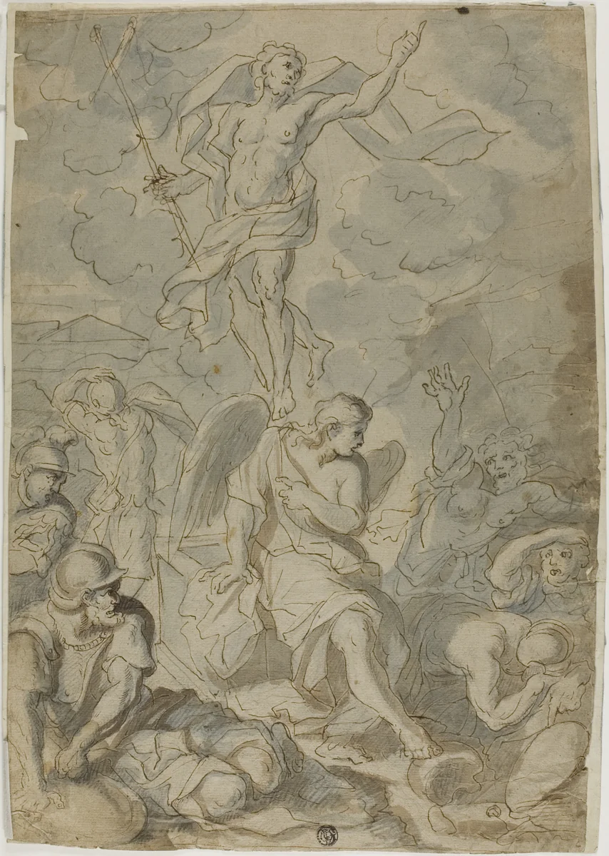 Resurrection of Christ by Charles Le Brun, drawing, 1639-1690