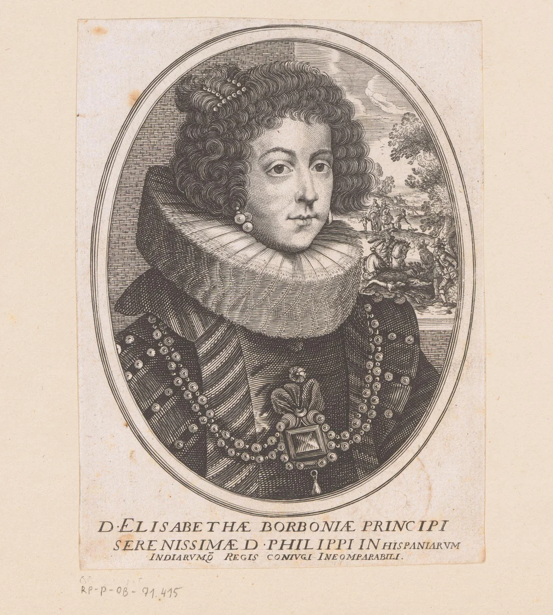 Portret van Elisabeth van Frankrijk by anonymous, print, 1615-1668