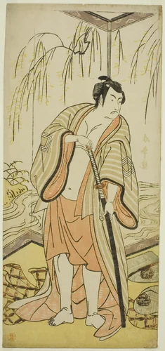 The Actor Ichikawa Monnosuke III as the Sumo Wrestler Shirafuji Genta in the Play Edo no Hana Mimasu Soga, Performed at the Nakamura Theater in the Third Month, 1783 by Katsukawa Shunjo, print, 1778-1788