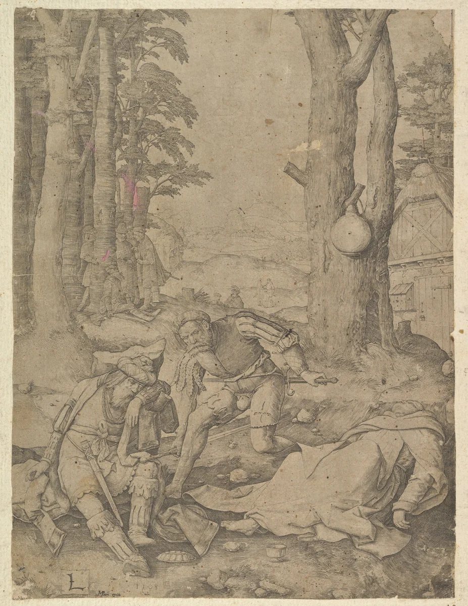 Mohammed and the Monk Sergius by Lucas van Leyden, print, 1508