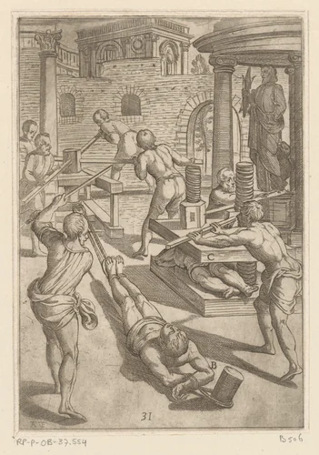 Foltering met uitrekking by Unknown, print, 1565-1630