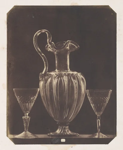 [Pitcher and two glasses, Venetian, 15th Century] by Ludwig Belitski, photograph, 1854