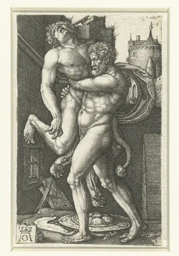 Hercules en Antaeus by Unknown, print, 1529