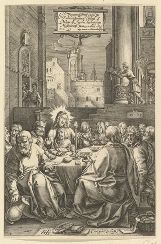 The Last Supper, from "The Passion of Christ" by anonymous, print, 1598-1617