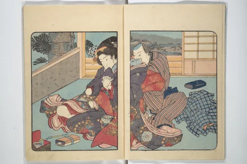 Volume 3 of Unknown Erotic (Shunga) Set (Tōsei komonchō) by Utagawa Kuniyoshi (歌川國芳), book, 1859-1861
