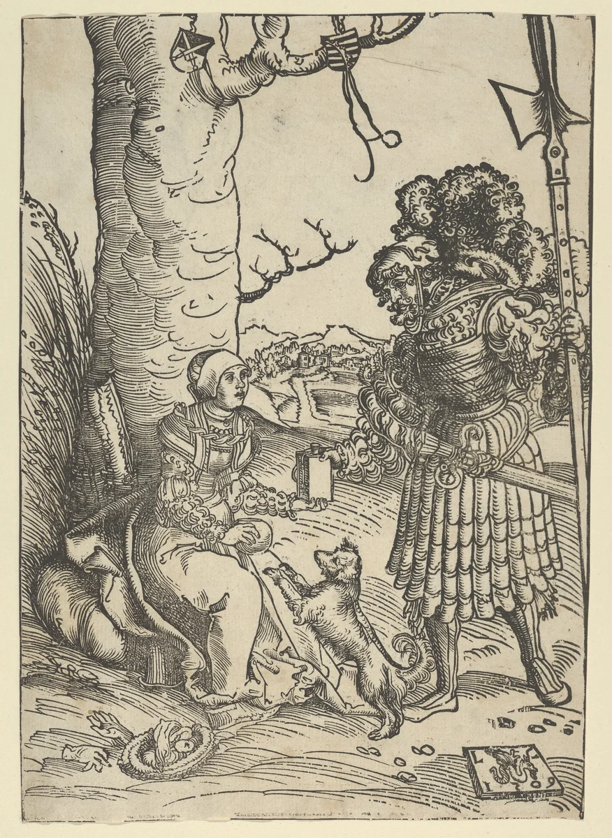 David and Abigail by Lucas Cranach, print, 1509