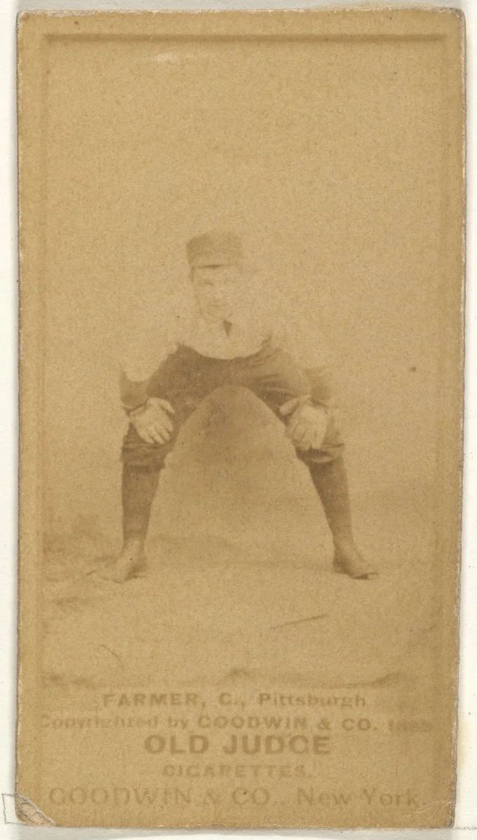 Bill Farmer, Catcher, Pittsburgh, from the Old Judge series (N172) for Old Judge Cigarettes by Goodwin & Company, photograph, 1887-1890