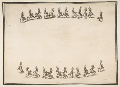 Twenty-four Cavaliers in Two Columns by Stefano della Bella, print, 1652