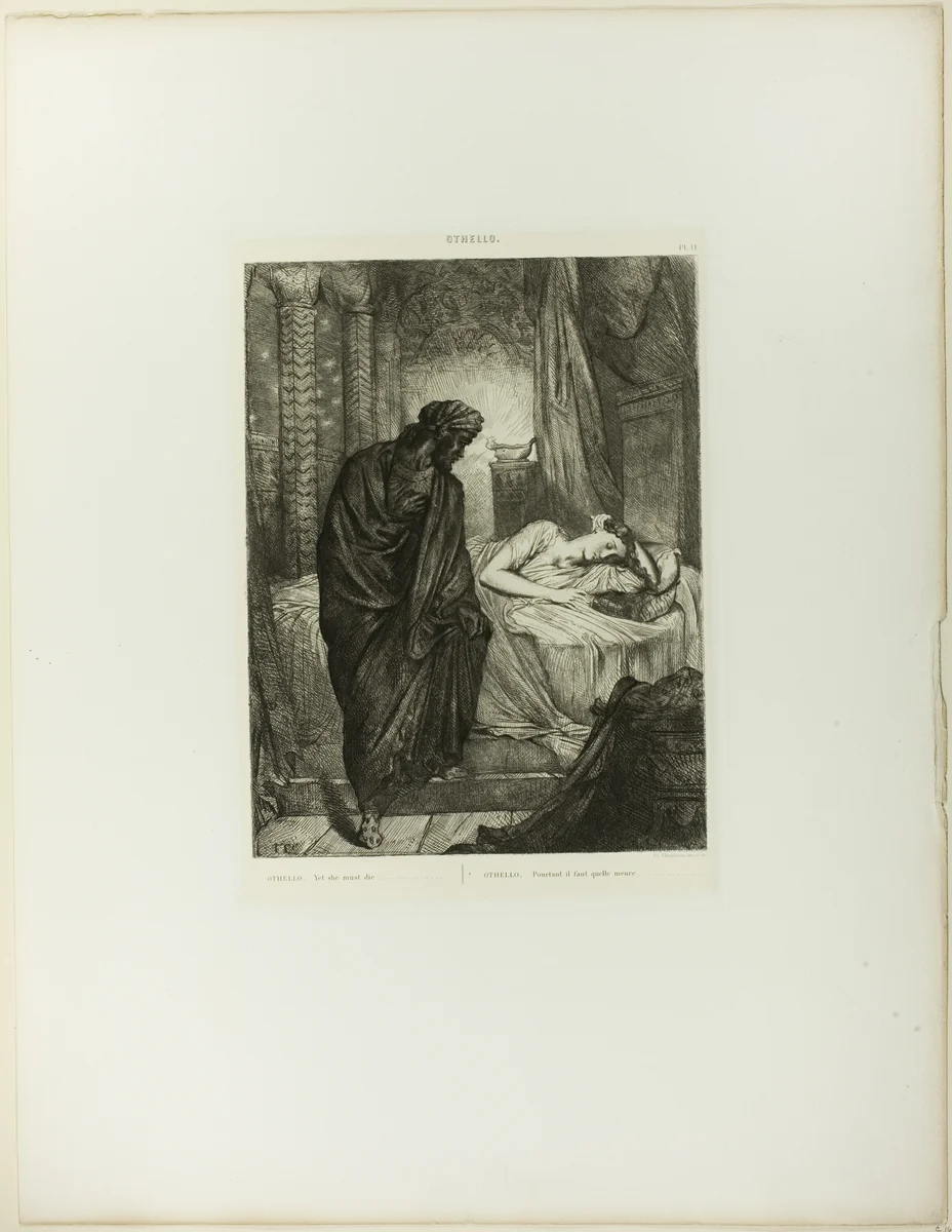 Yet She Must Die, plate eleven from Othello by Théodore Chassériau, print, 1844