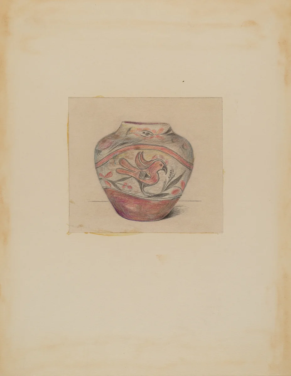 Vessel by Mary Berner, index of american design, 1935-1942