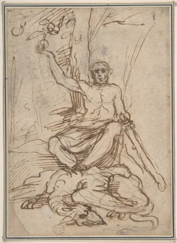 The Apples of the Hesperides, from "The Labors of Hercules" by anonymous, drawing, 1600-1700