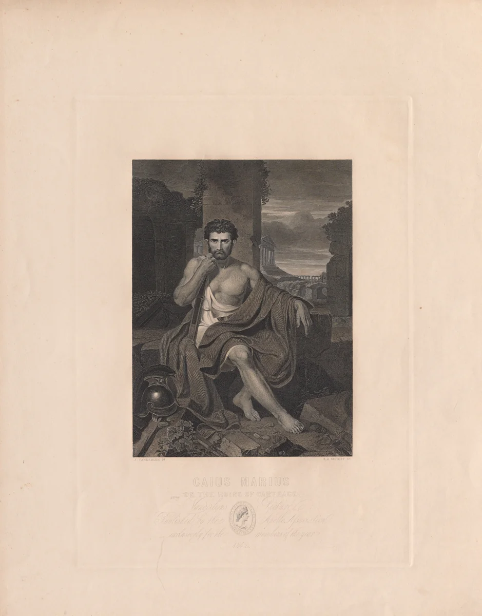 Caius Marius on the Ruins of Carthage by Stephen Alonso Schoff, print, 1837-1847