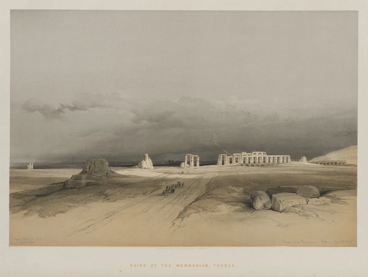 Egypt and Nubia, Volume II: Ruins of Memnonium, Thebes by Louis Haghe, print, 1847