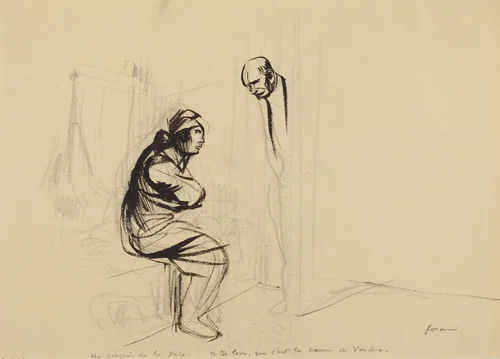 a) Au congres de la Paix (recto); b) Untitled (verso) by Jean-Louis Forain, drawing, 1919