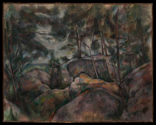 Rocks at Fontainebleau by Paul Cézanne, painting, 1890-1899