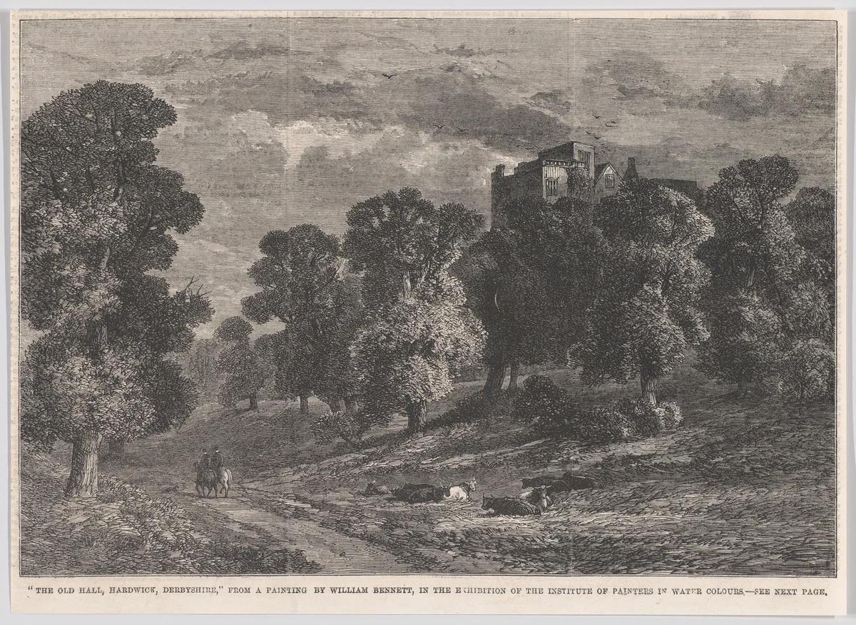 The Old Hall, Hardwick, Derbyshire, from "Illustrated London News" by William Bennett, print, 1863