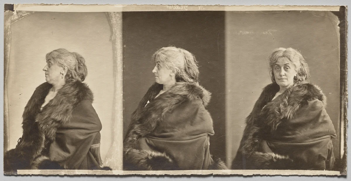 Portrait of Ernestine Nadar, the artist's wife, wearing fur stole by Nadar, photograph, 1875-1887