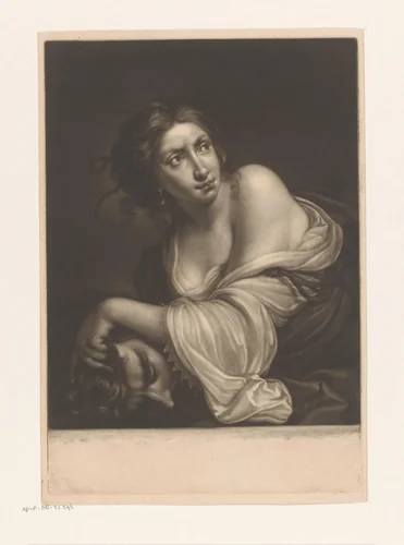 Lisabetta met het hoofd van Lorenzo by James McArdell, print, 1745-1765