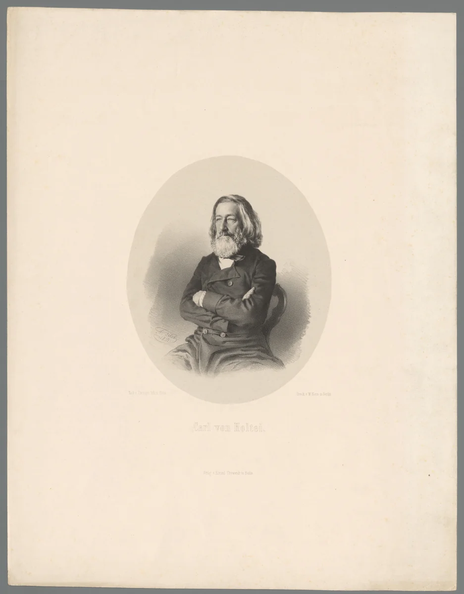 Portret van Carl von Holtei by A. Tilch, print, 1859