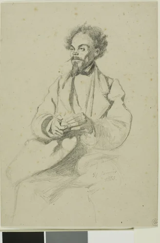 Portrait of Charles Meryon by Henri Monnier, drawing, 1863