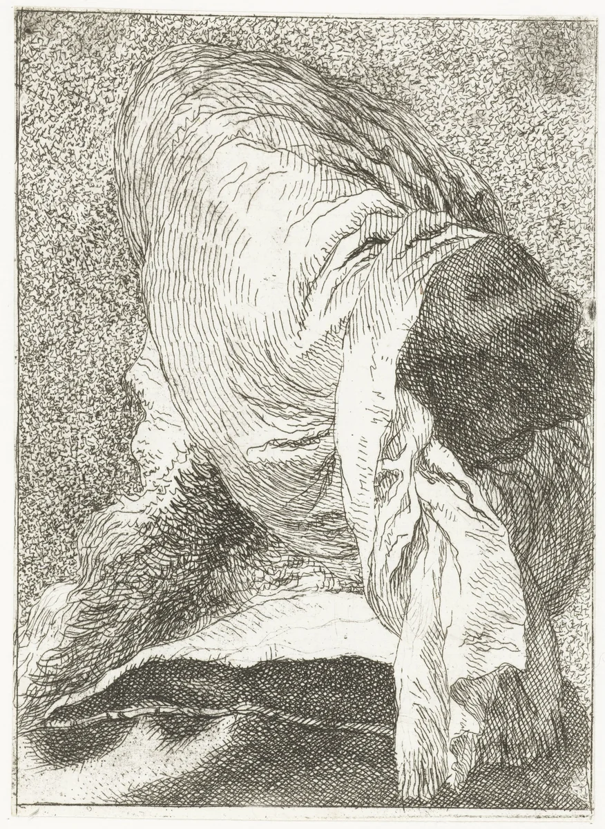 Turkse man met afgewend hoofd met tulband by Giovanni Domenico Tiepolo, print, 1771-1774