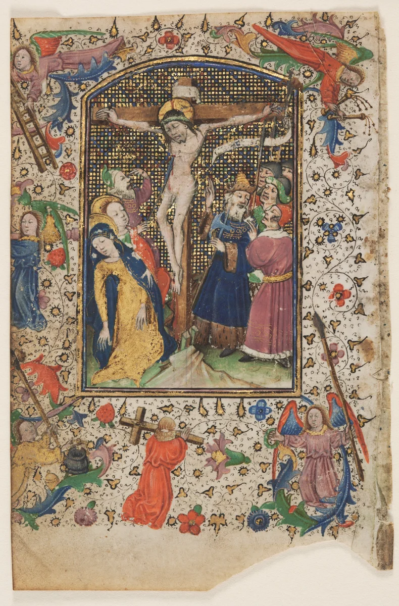 Leaf from a Book of Hours: The Crucifixion by Master of Guillebert de Mets, manuscript, 1430-1439