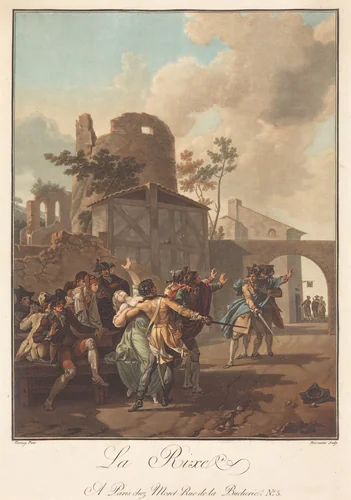 La Rixe (The Brawl) by Charles-Melchior Descourtis; Nicolas Antoine Taunay, print, 1753-1820