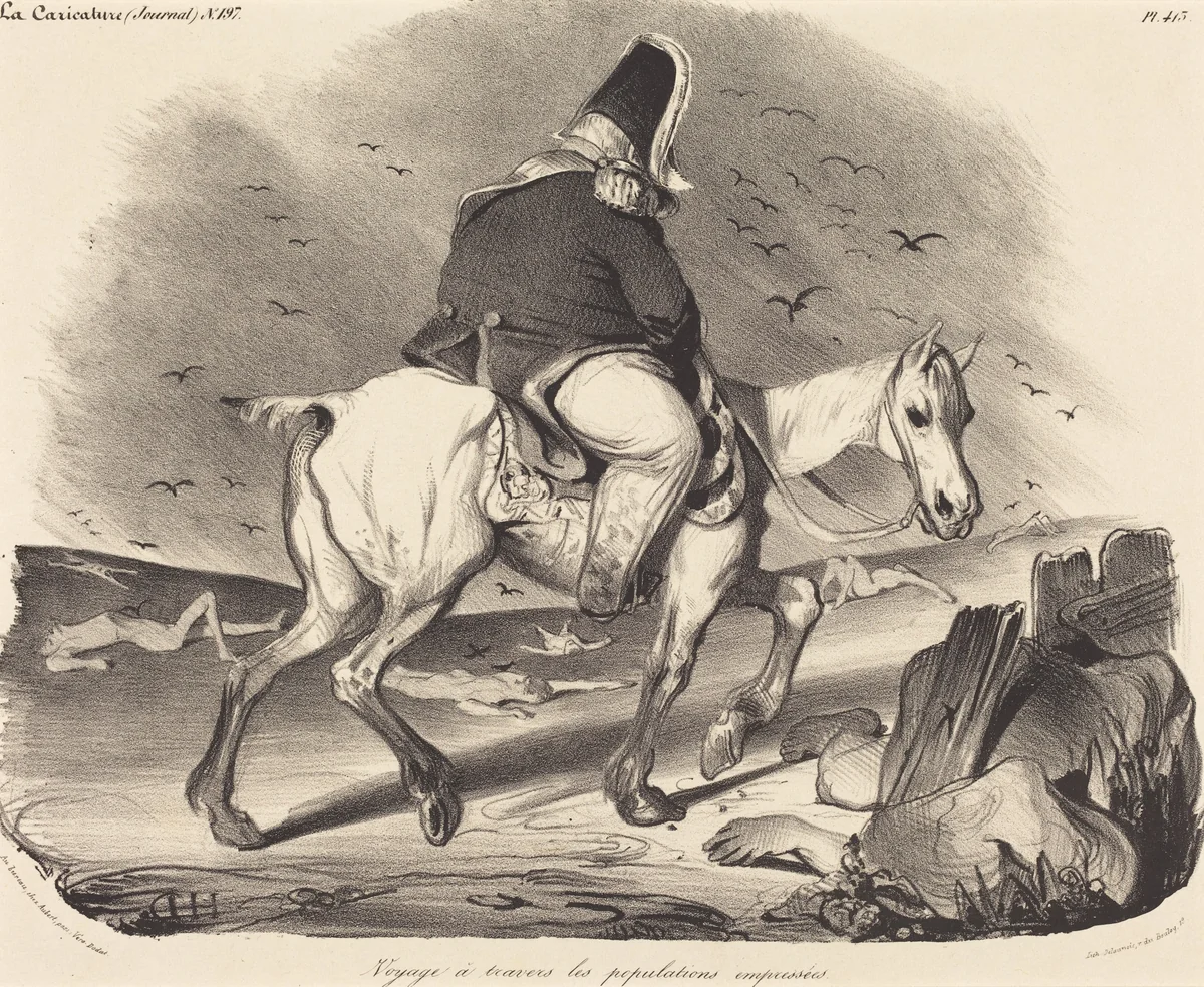 Voyage a travers les populations empressées by Honoré Daumier, print, 1834