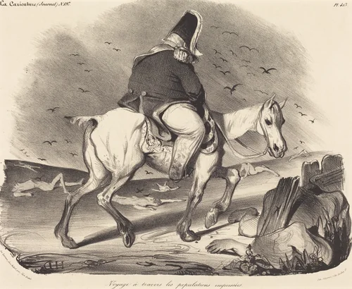 Voyage a travers les populations empressées by Honoré Daumier, print, 1834