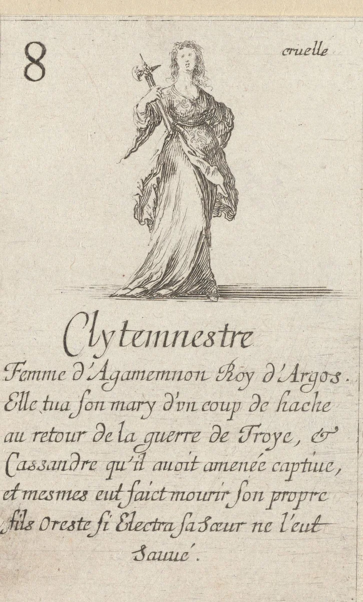Clytaemnestra by Stefano della Bella, print, 1620-1664
