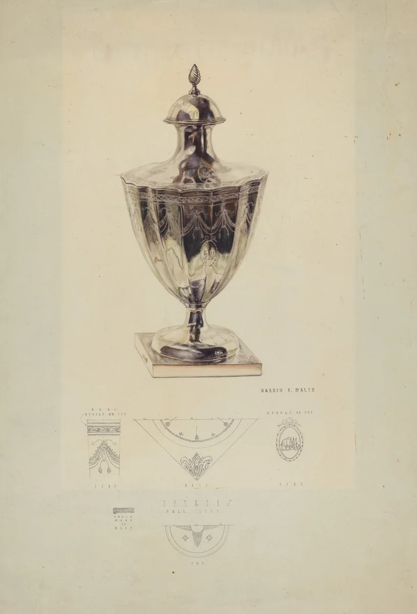 Silver Sugar Urn by Hardin Walsh, index of american design, 1938