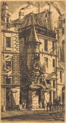 Tourelle de la Rue de la Tixéranderie, Paris (House with a Turret, Weavers' Street, Paris) by Charles Meryon, print, 1852