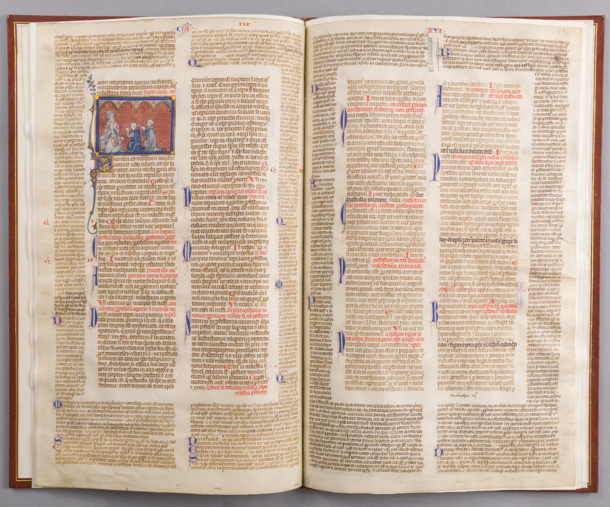 Bifolium with the Decretals of Gratian by Master Honore, manuscript, 1290