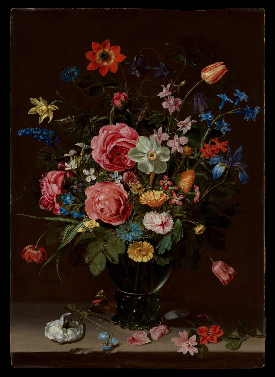 A Bouquet of Flowers by Clara Peeters, painting, 1607-1617