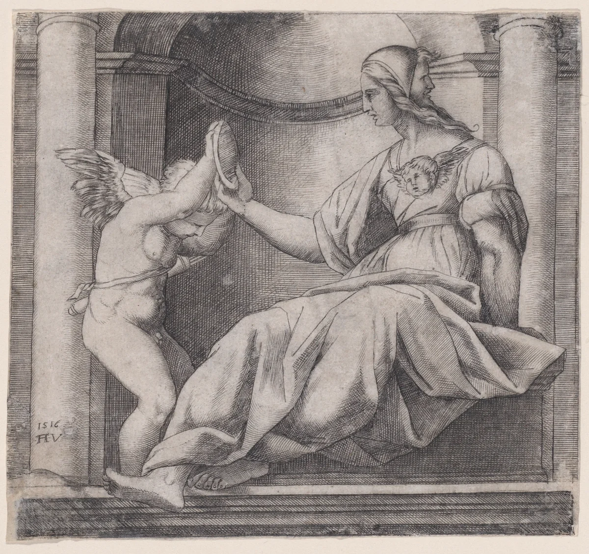 Prudence by Agostino Veneziano, print, 1511-1521