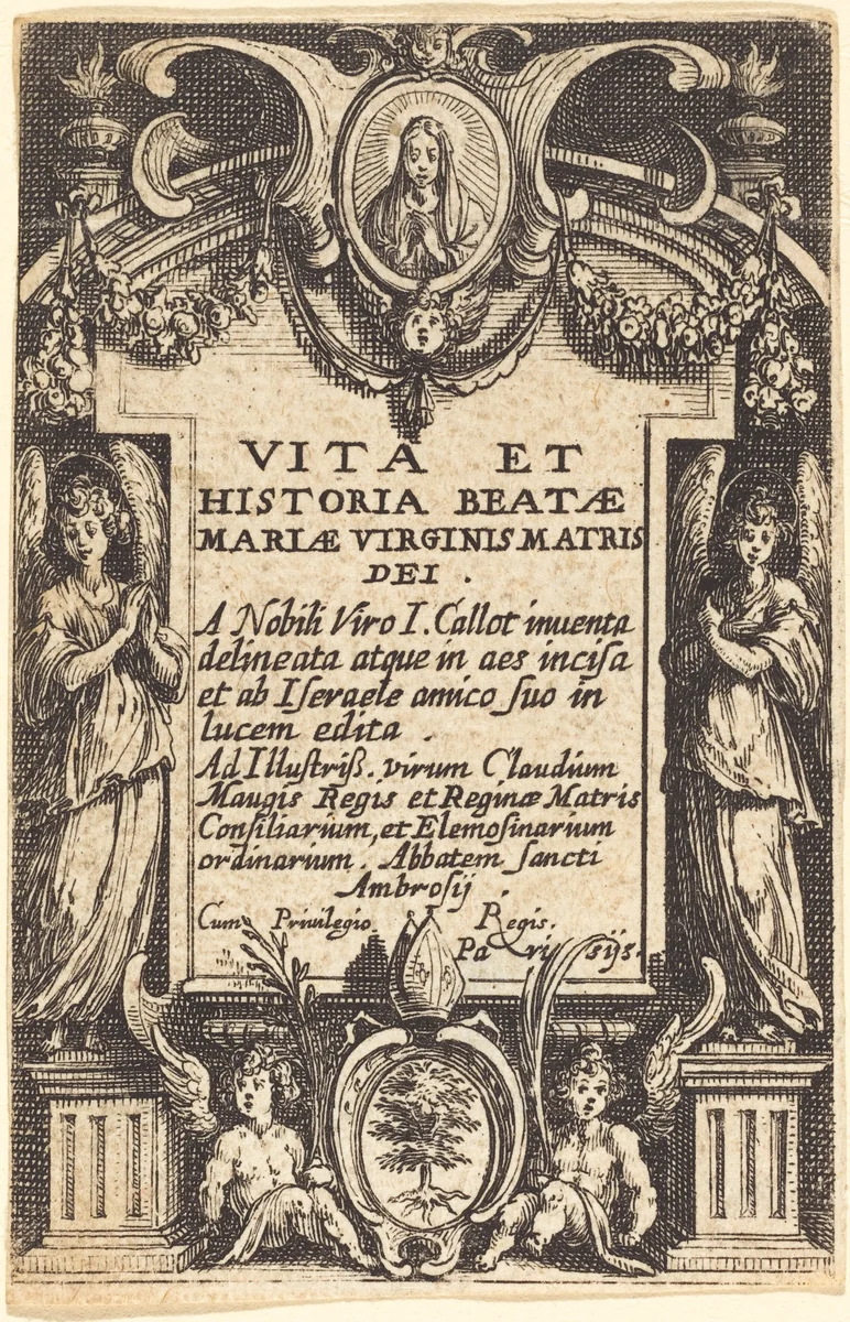 Frontispiece for "The Life of the Virgin" by Jacques Callot, print, 1628-1638
