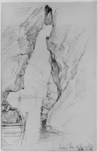 Under the Cliffs, 1871 (from Sketchbook) by Daniel Huntington, artwork, 1870