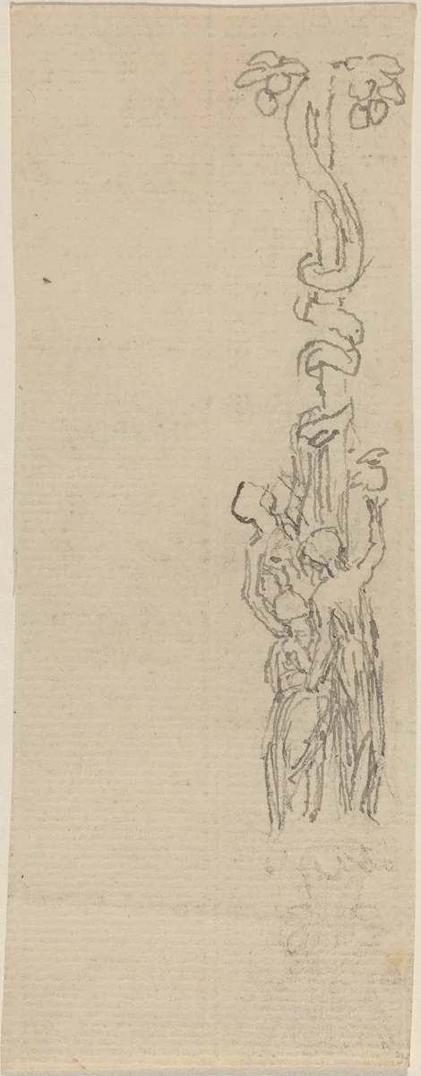 Design for a Candelabrum Representing the Three Graces Gathering the Apples of Hesper by John Flaxman, drawing, 1811-1821