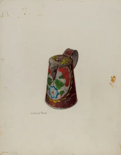Toleware Syrup Pot by Mildred Ford, index of american design, 1942