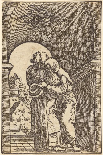 Joachim Embracing Anna by Albrecht Altdorfer, print, 1513