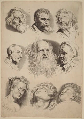 Nine Heads by Paulus Pontius
Peter Paul Rubens, print, 1630