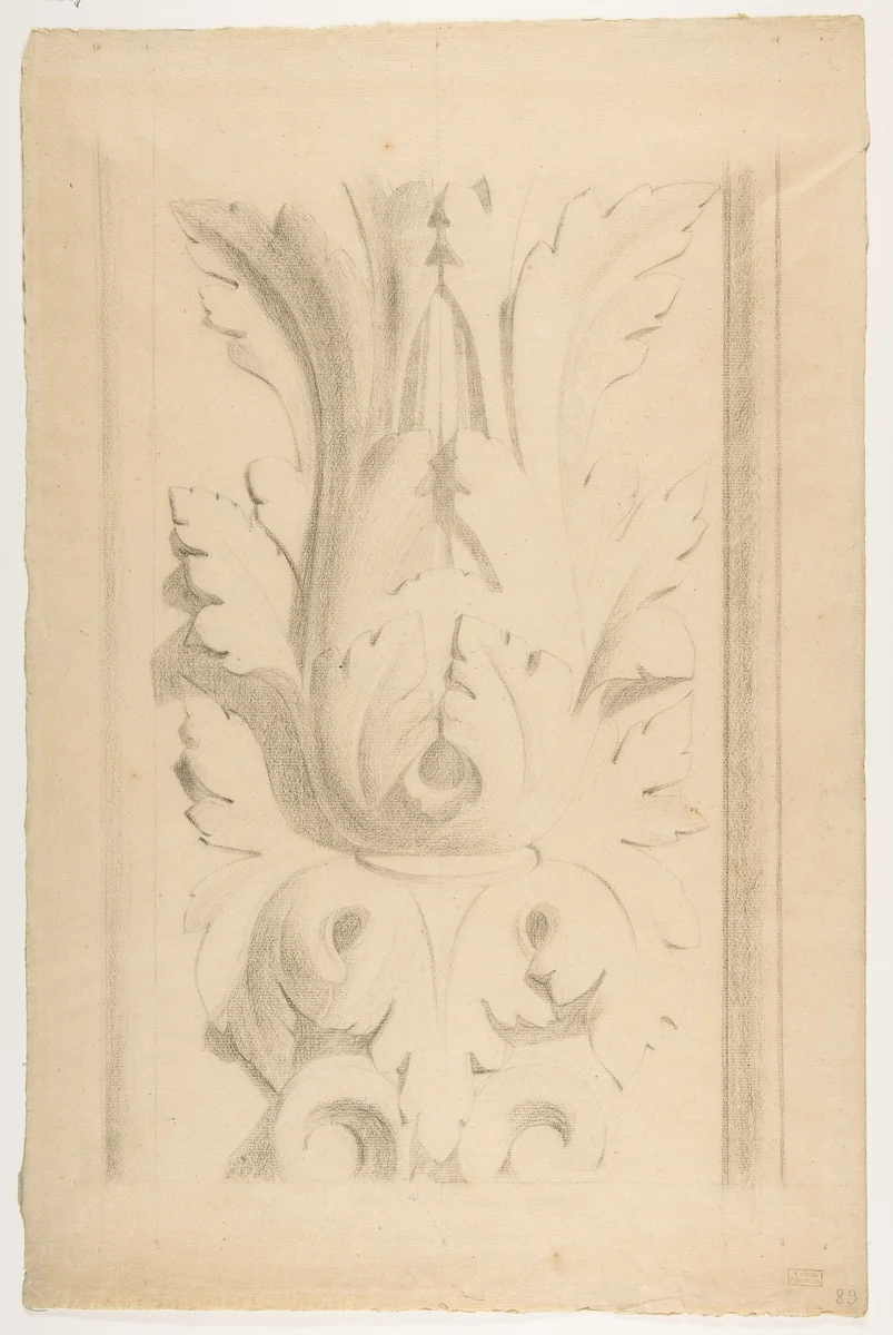 Architectural Motif: Double Acanthus Fleuron by Georges Seurat, drawing, 1870-1880
