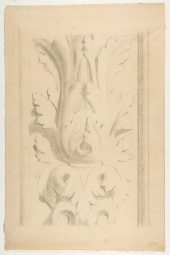 Architectural Motif: Double Acanthus Fleuron by Georges Seurat, drawing, 1870-1880