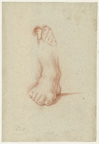 Twee studies van een voet by Domenichino, drawing, 1591-1641