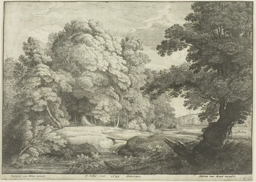 The Bridge Over the Waterfall by Wenceslaus Hollar, print, 1648