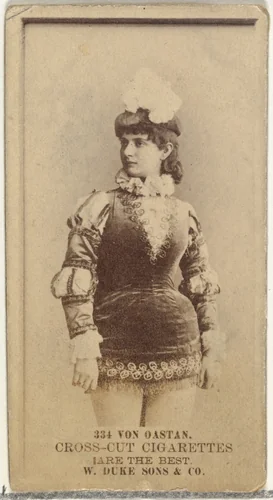 Card Number 334, Von Oastan, from the Actors and Actresses series (N145-3) issued by Duke Sons & Co. to promote Cross Cut Cigarettes by W. Duke, Sons & Co., photograph, 1880-1889